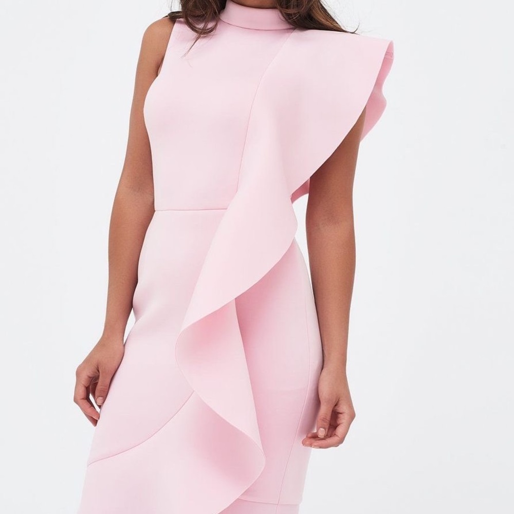 Frill Peplum Scuba Midi